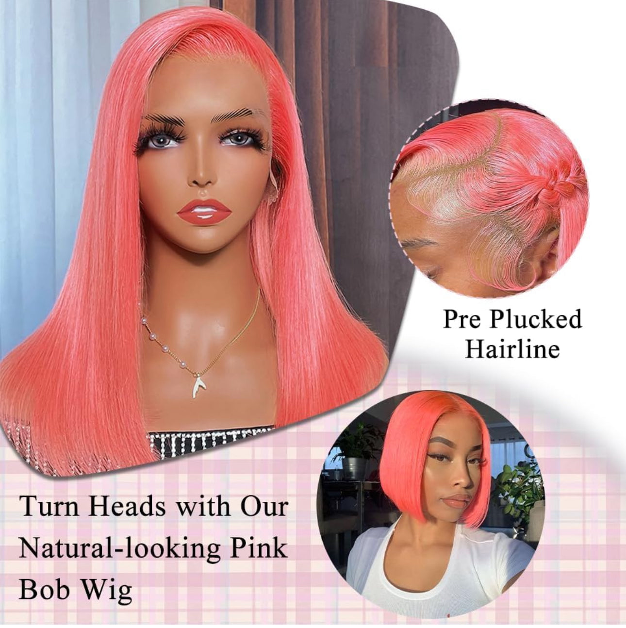 14” Pink 13x6 Glueless BOB