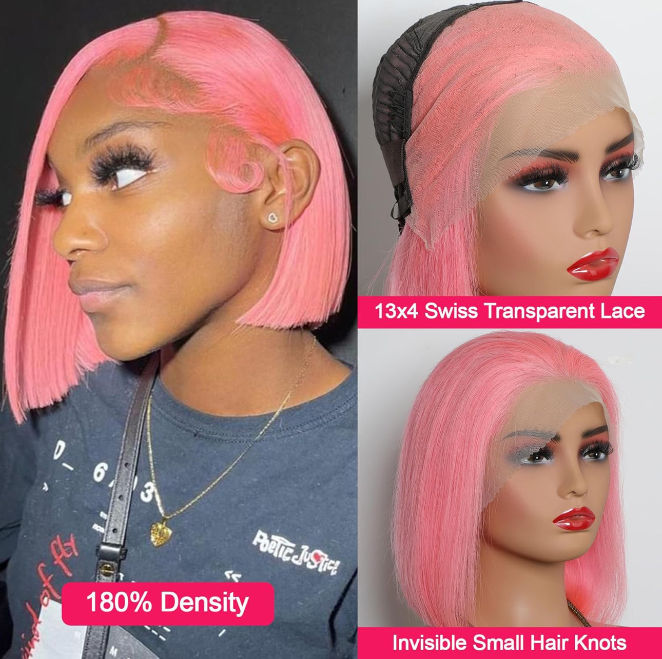 14” Pink 13x6 Glueless BOB