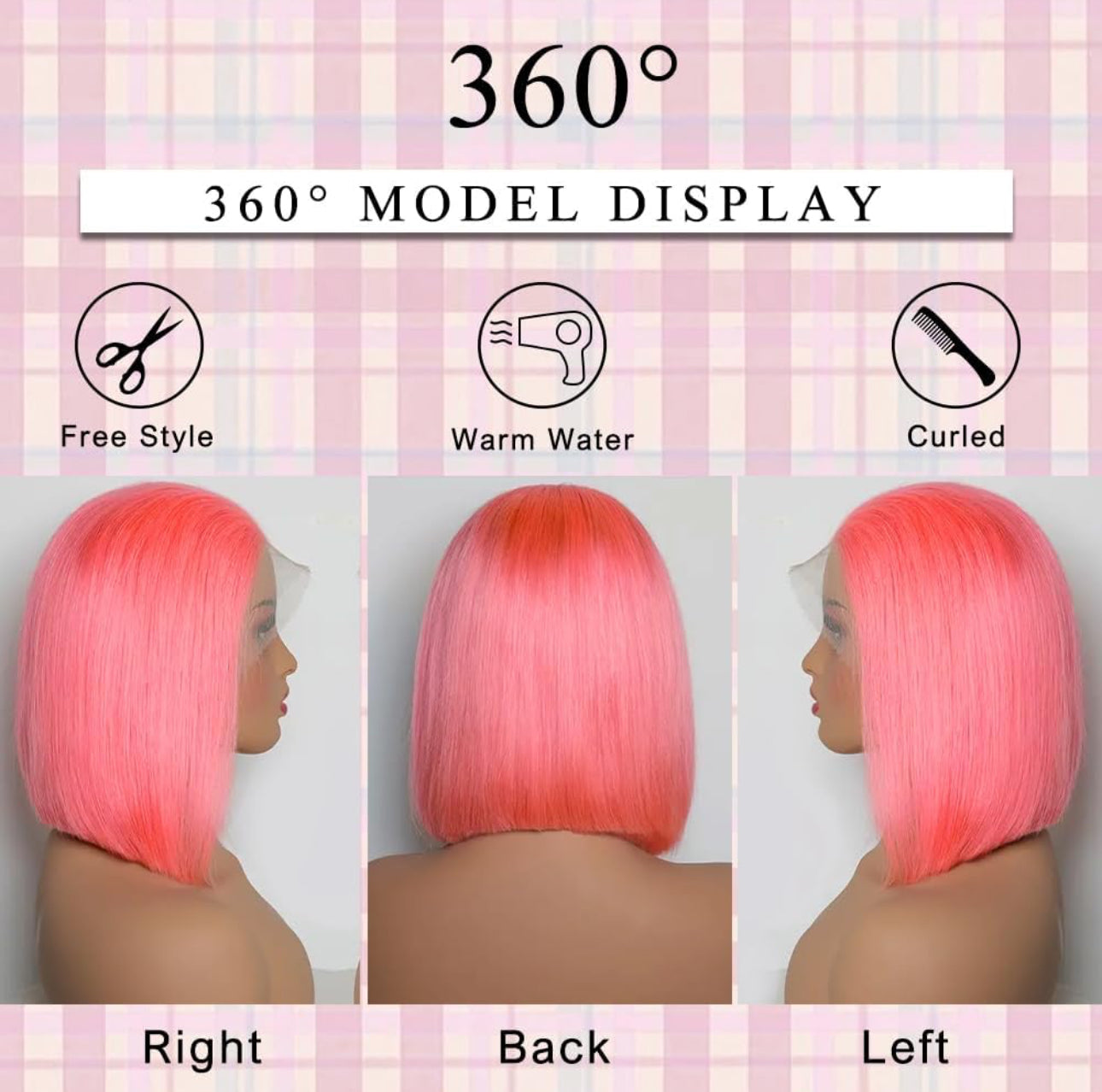 14” Pink 13x6 Glueless BOB
